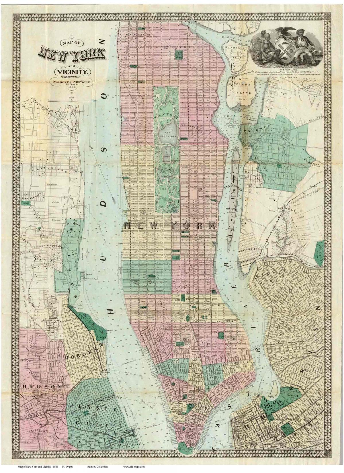 исторической карты Манхэттена