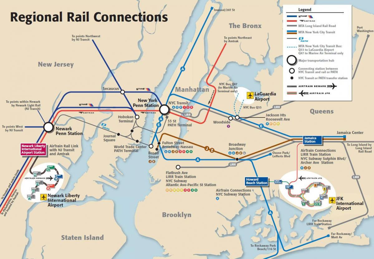 Jfk до Манхэттена карте метро