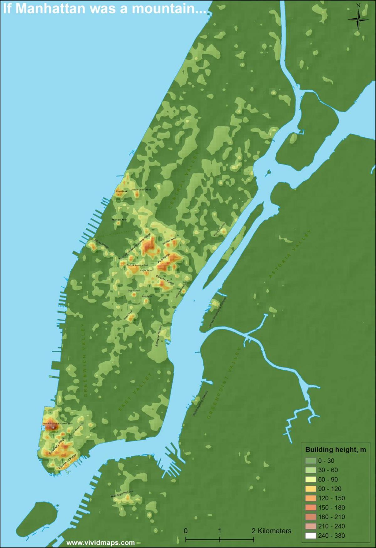 высота карта Манхэттена