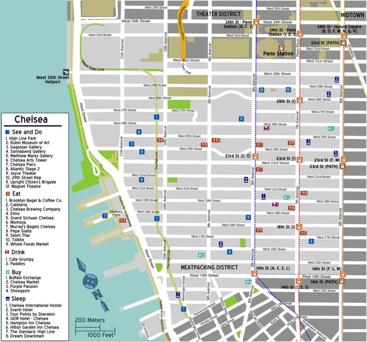 карта Челси на Манхэттене