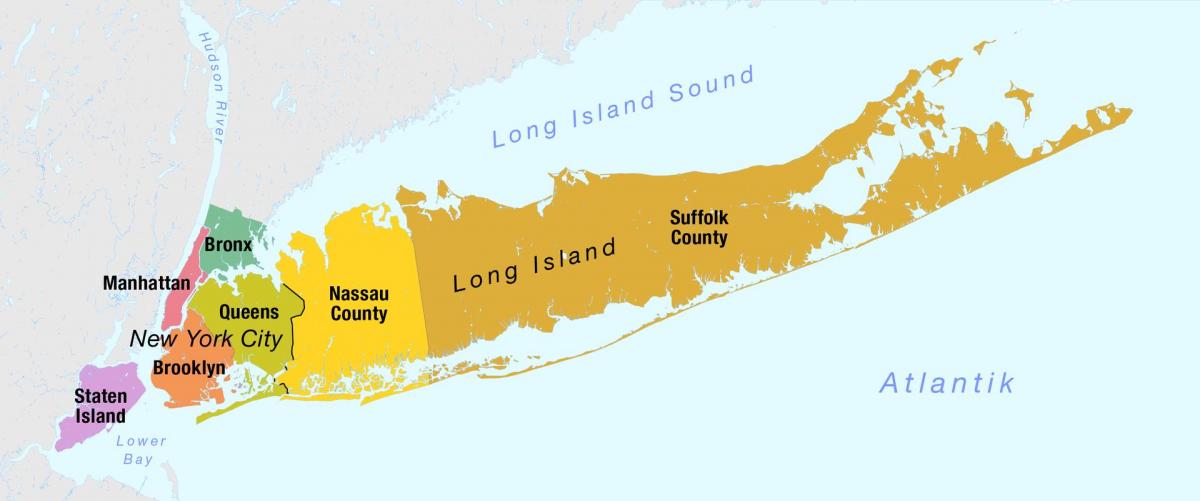 карта Нью-Йорка Манхэттен и Лонг-Айленд