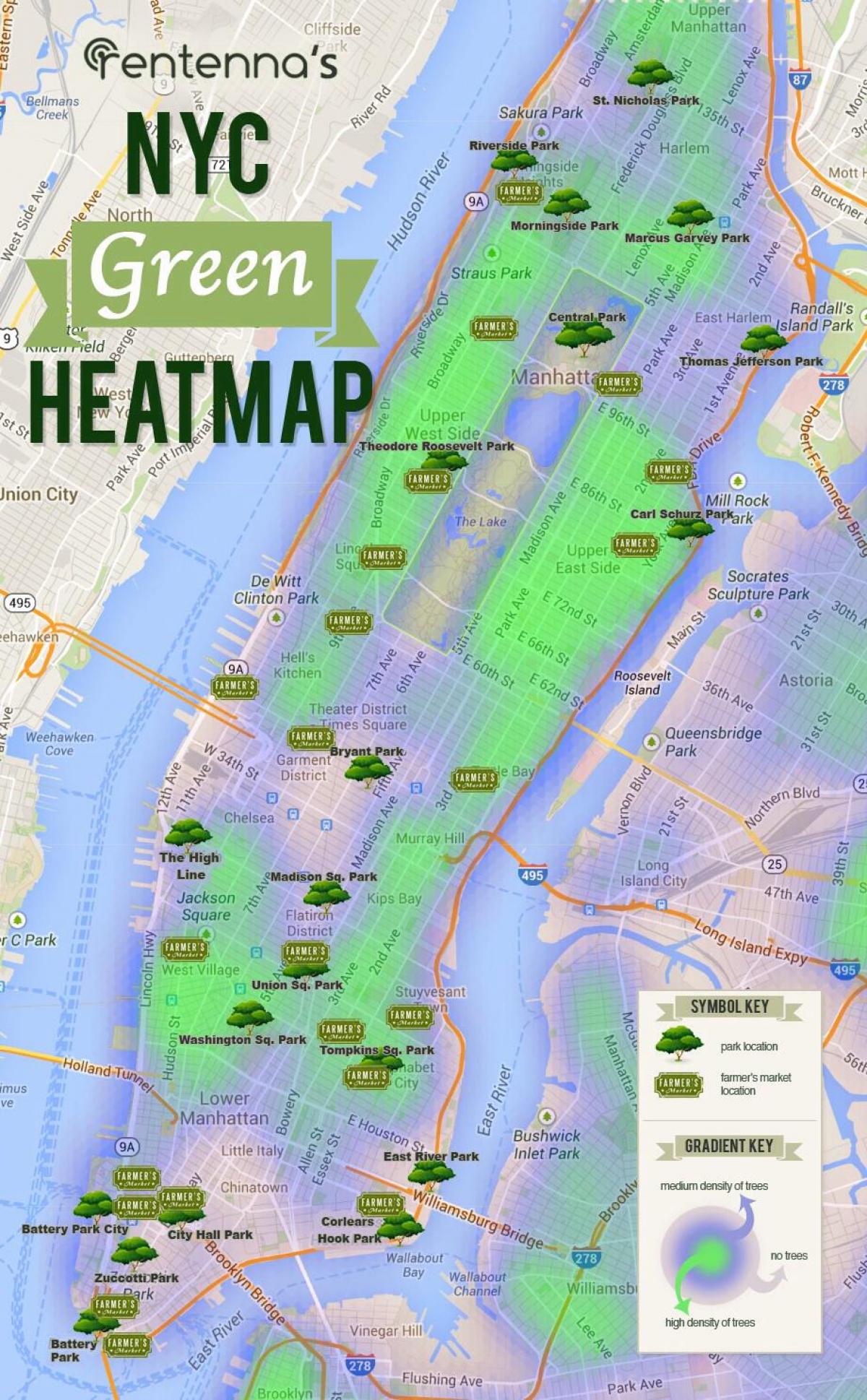 карта Манхэттена парки