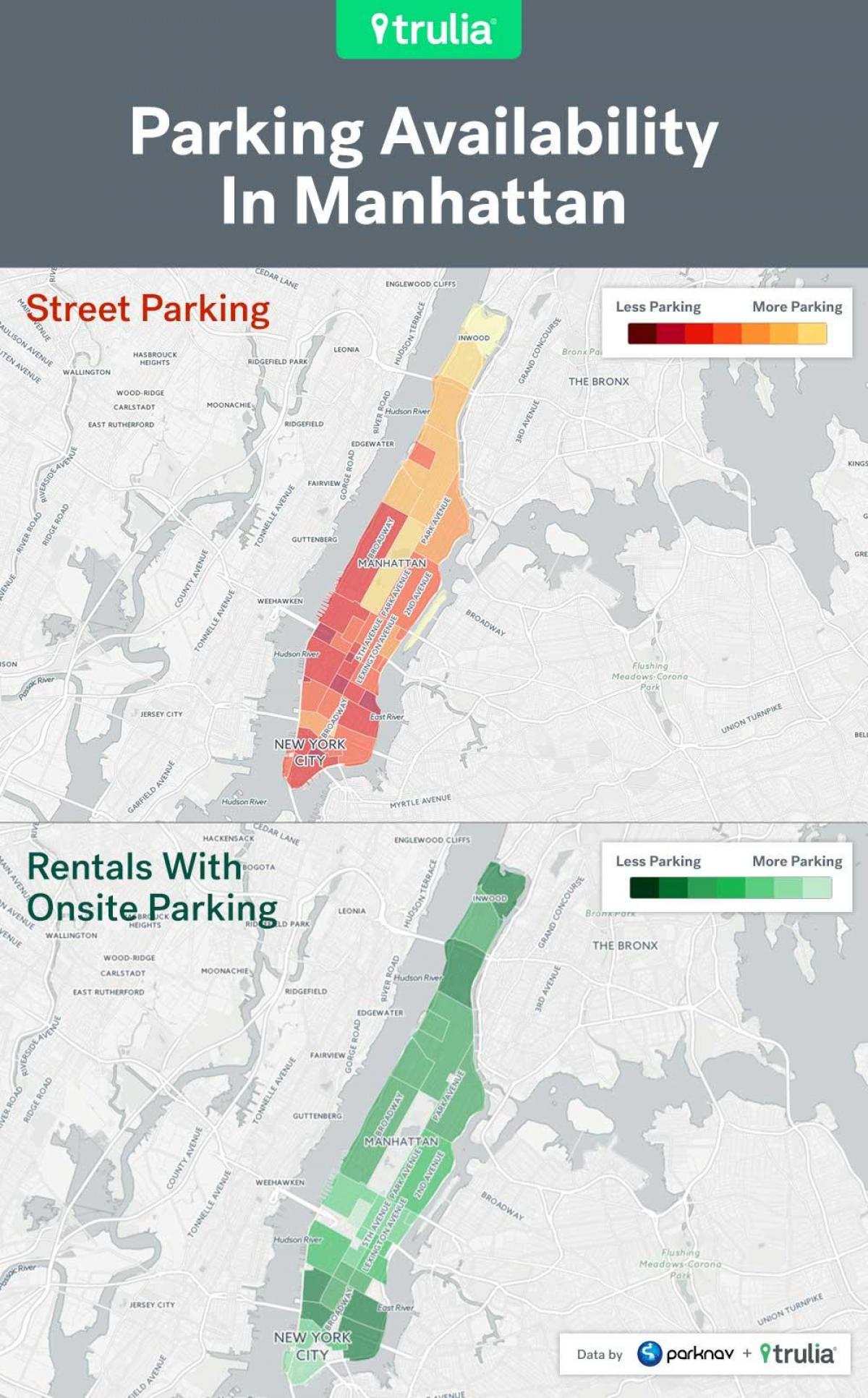 Парковка Нью-Йорк карта улиц Манхэттена