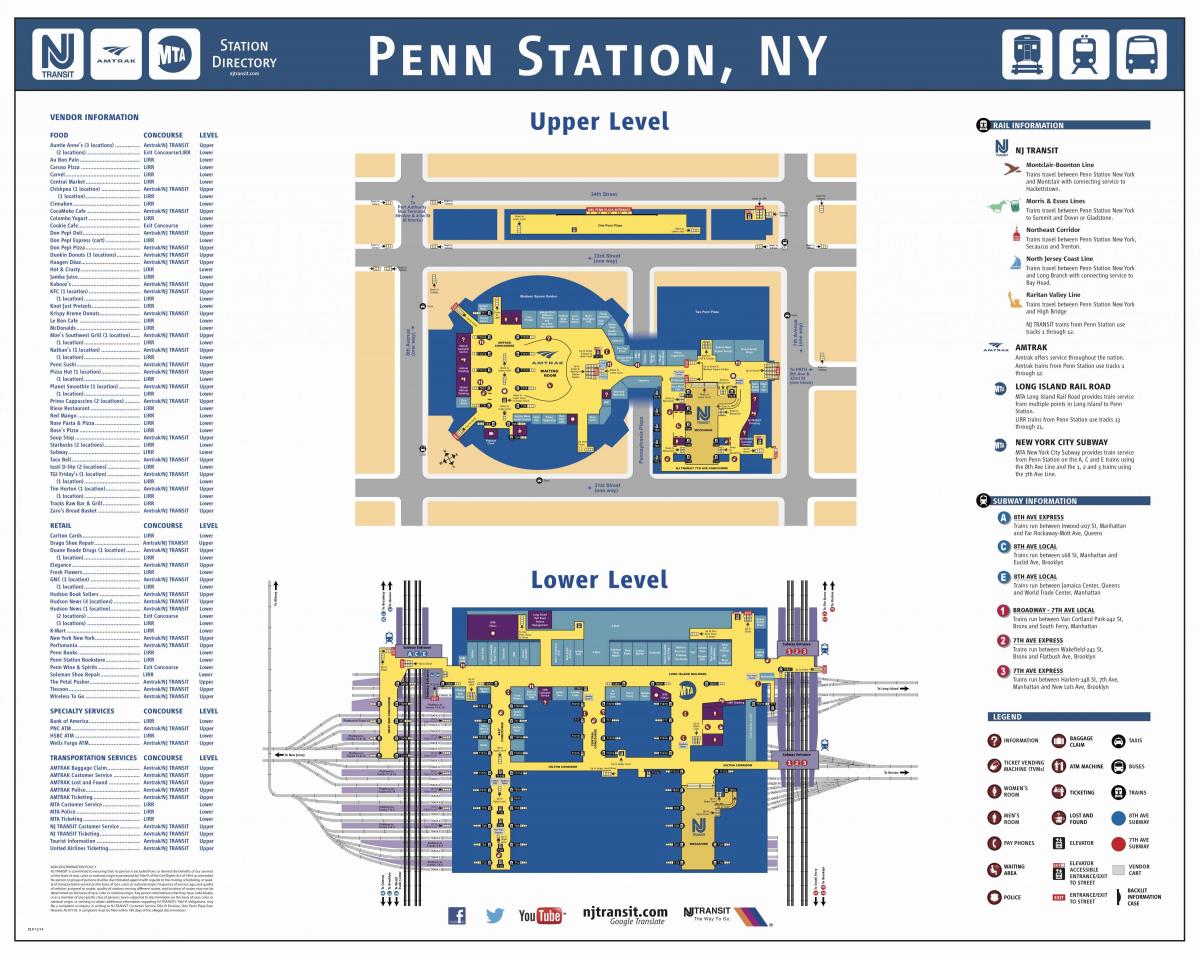 Пенсильванского вокзала на Манхэттене карте