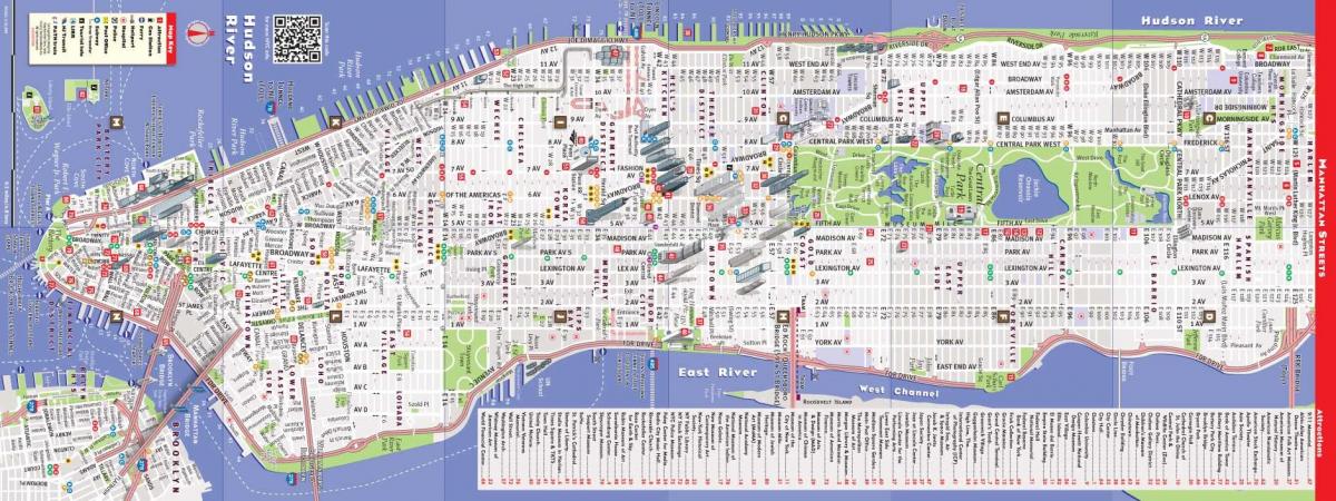 подробная карта Манхэттена, Нью-Йорк