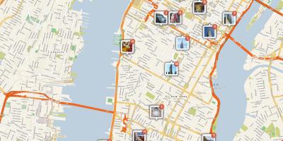 Карта Манхэттена, показывая достопримечательности