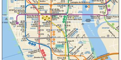 Карта метро нижнего Манхэттена